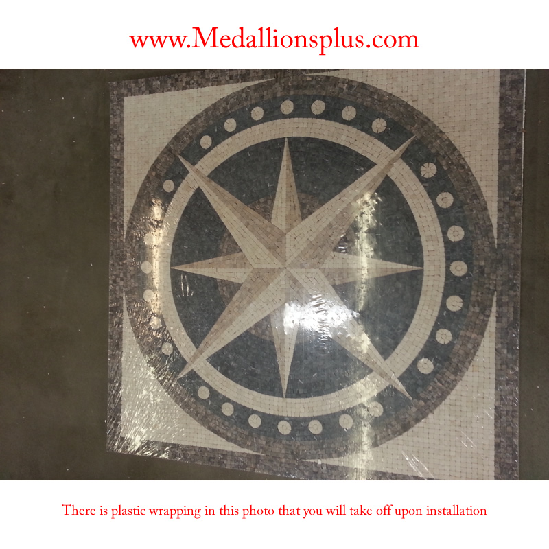 NEWPORT, 36" Square Mosaic Medallion - Tumbled